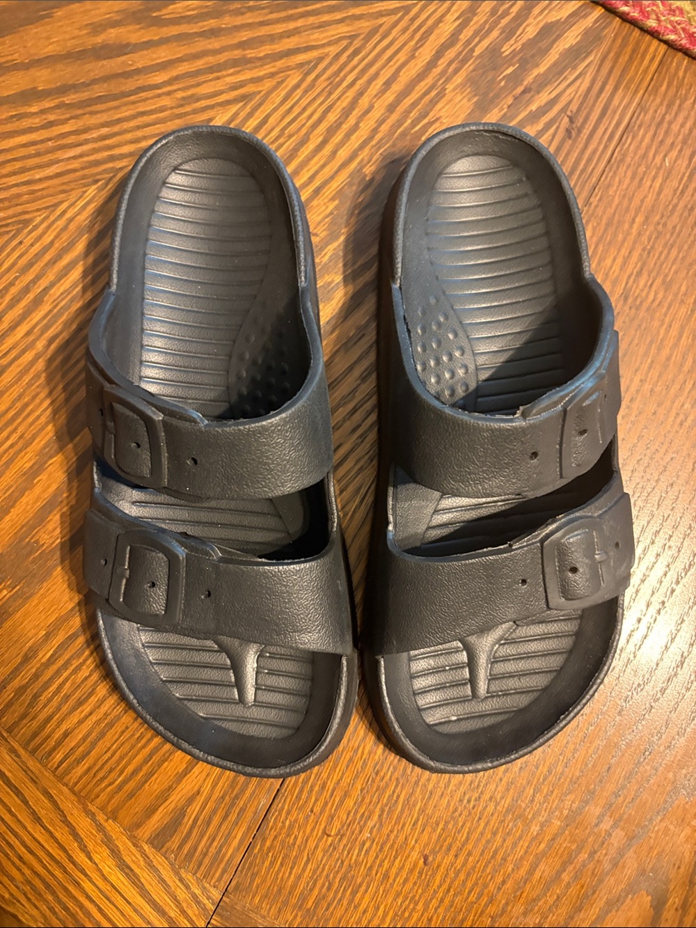 Black Double-Strap Slide Sandals